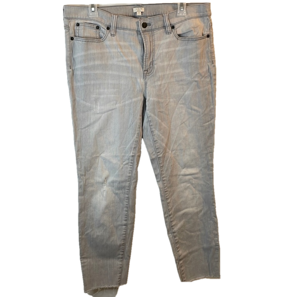 J Crew Gray‎ Skinny Jeans Cut Off Cuffs Distressed Women's Size 32